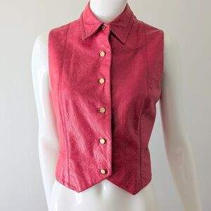 Burberrys Pink Ostrich Leather Vest Vintage 90s Y2K Size 8
